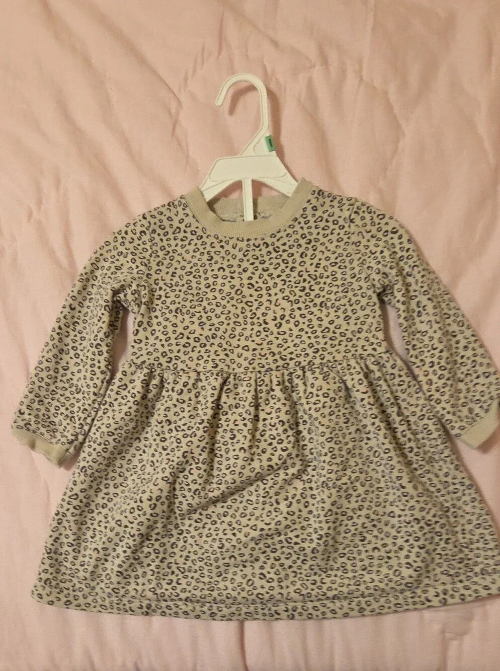 Carter's Beige 18M Leopard-Print Long Sleeve Dress